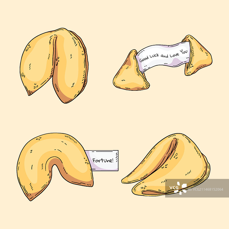 手绘幸运饼干收藏图片素材