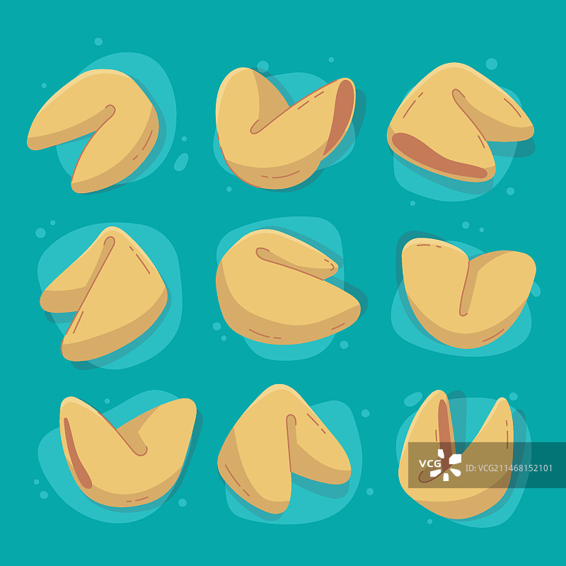 手绘扁平风格幸运饼干合集图片素材