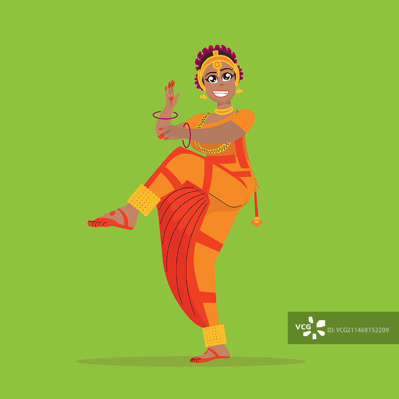 手绘婆罗多舞插画图片素材