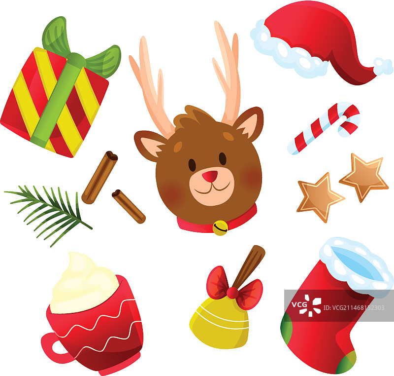 扁平风圣诞节元素合集图片素材