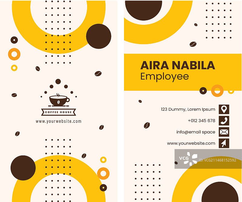 极简咖啡店竖版名片模板图片素材