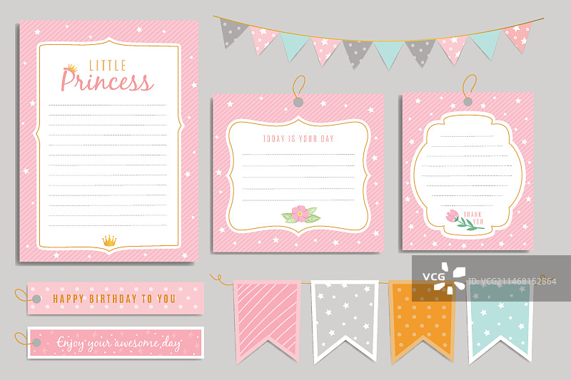 生日公主剪贴簿套装图片素材