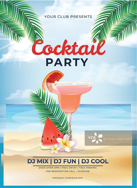 逼真鸡尾酒宣传单模板图片素材