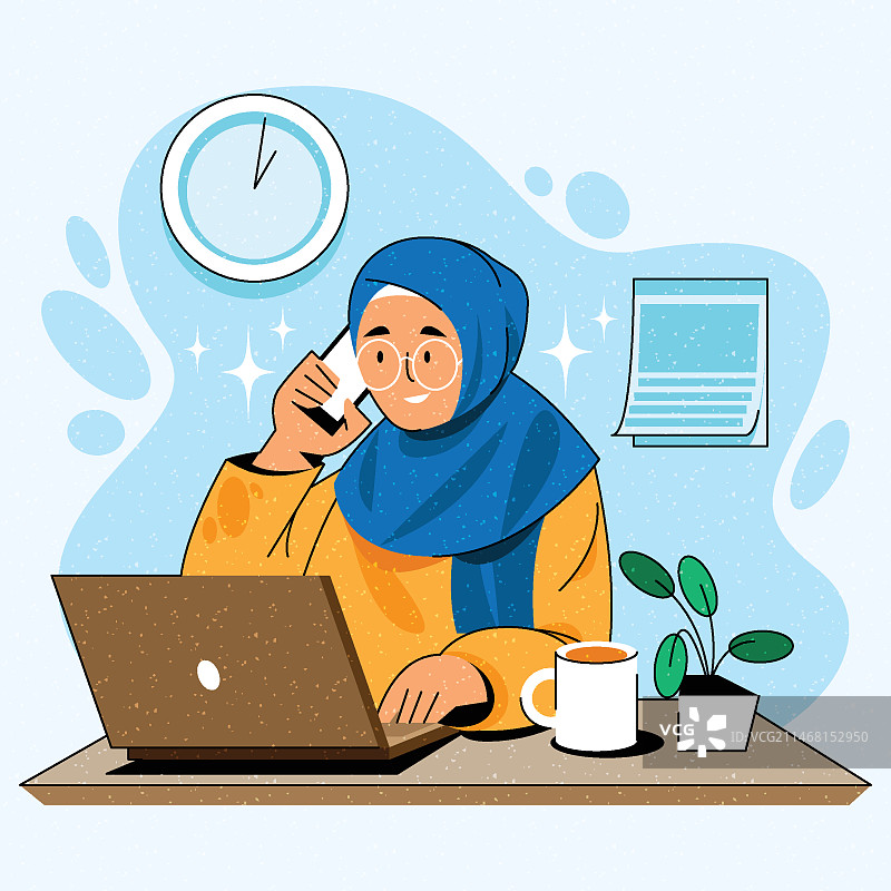 有力量的穆斯林女性插画图片素材