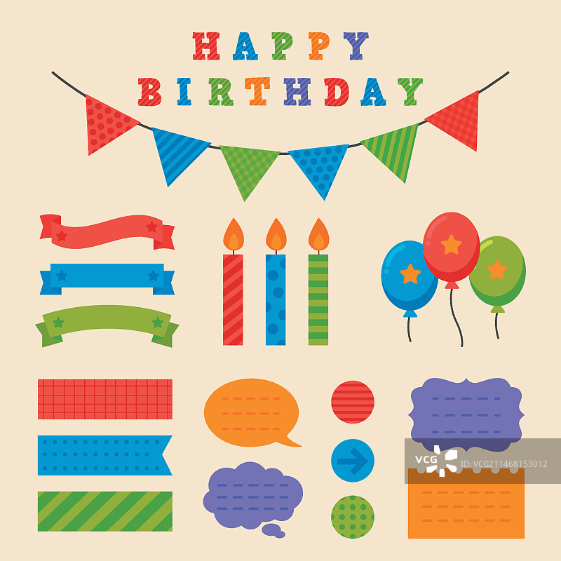 生日快乐剪贴簿套装图片素材