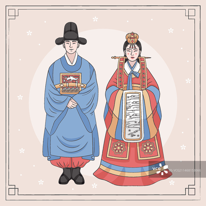 手绘韩式婚礼插画图片素材