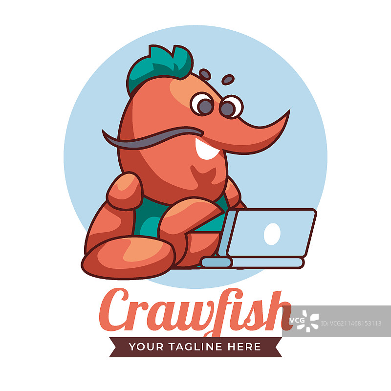 扁平风格小龙虾logo设计图片素材