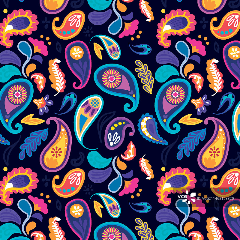 彩色佩斯利花纹头巾图片素材