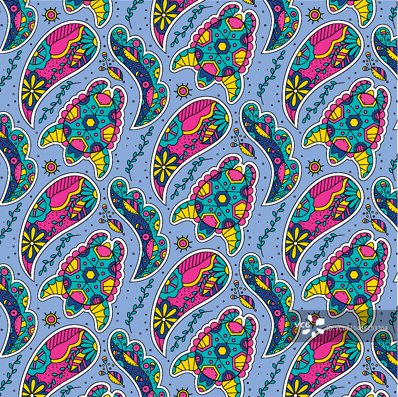 迷幻扎染佩斯利花纹图案图片素材