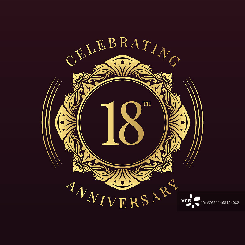 奢华18周年纪念标志图片素材