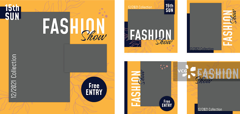 扁平风格时装秀Instagram帖子模板图片素材