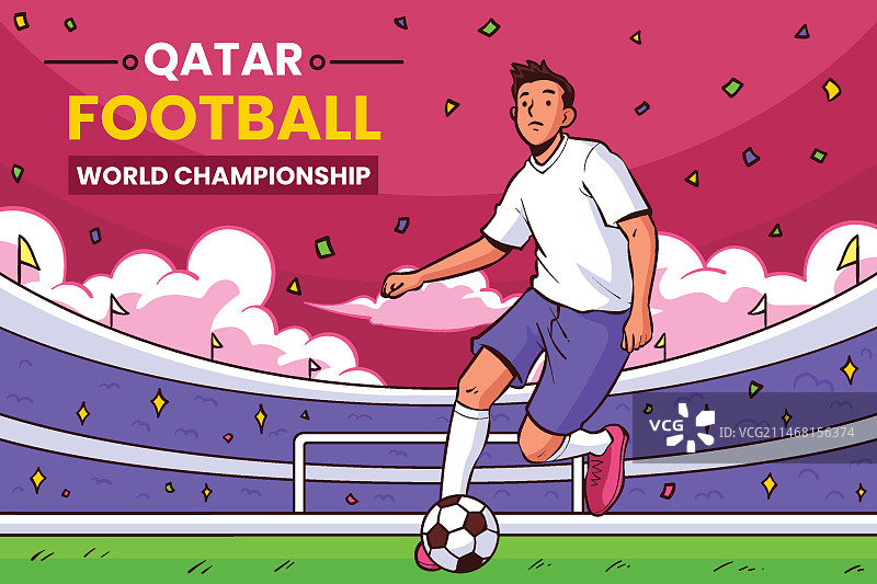 手绘世界足球锦标赛背景图片素材