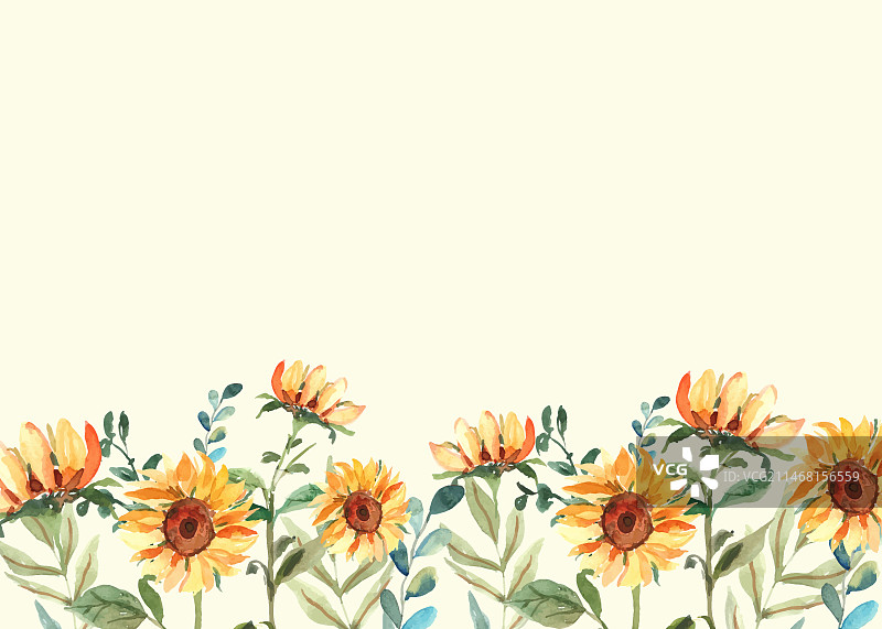 水彩向日葵边框设计图片素材