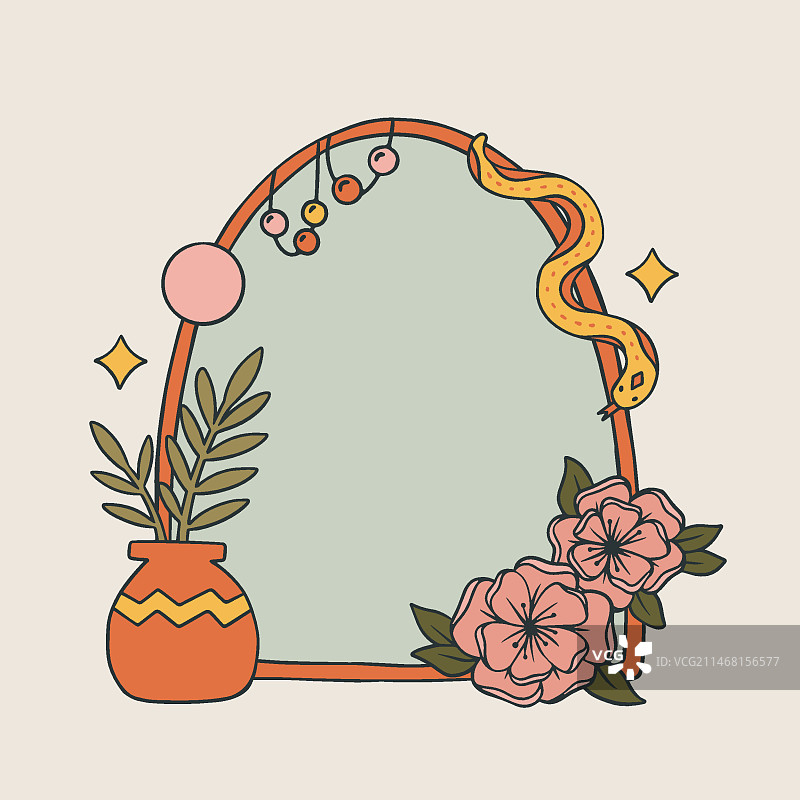 手绘扁平风波西米亚风边框图片素材