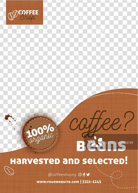 咖啡豆收获宣传单模板图片素材