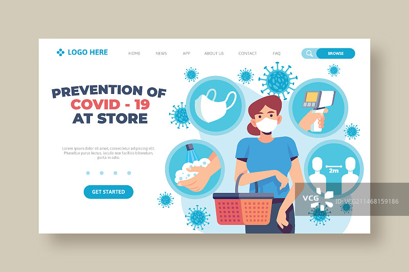 商店登陆页面上的COVID-19预防图片素材