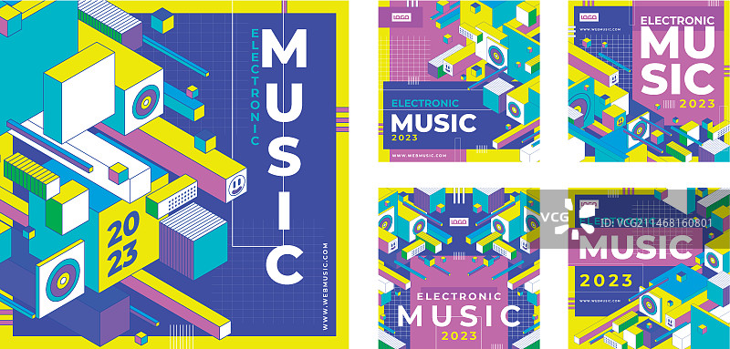 扁平风格电子音乐Instagram帖子图片素材
