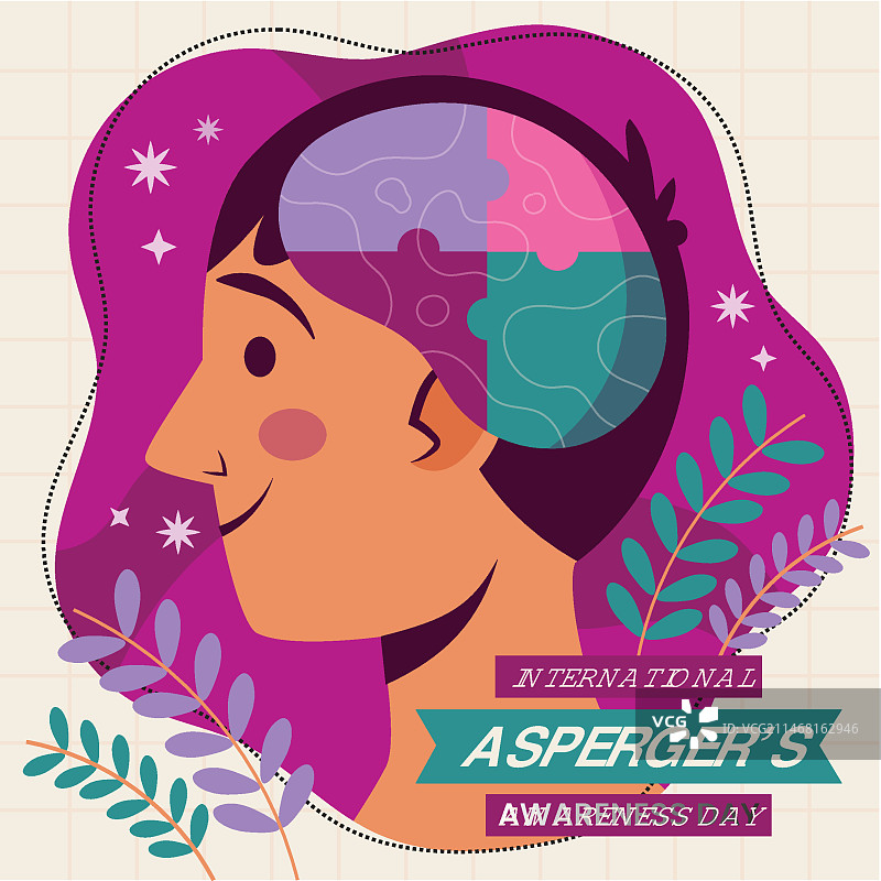 扁平风国际阿斯伯格综合征日插画图片素材