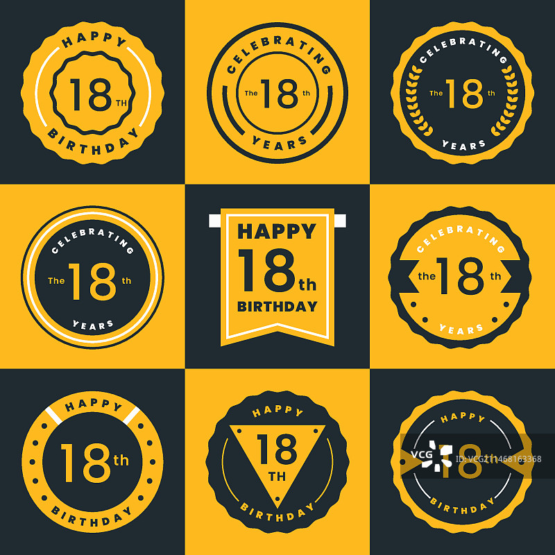 18岁生日徽章合集图片素材