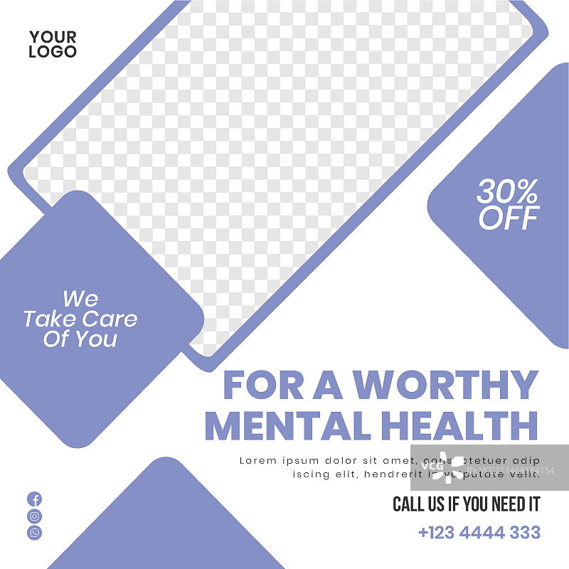 临床心理学方形宣传单模板图片素材
