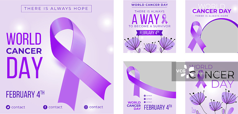 渐变世界癌症日Instagram帖子合集图片素材