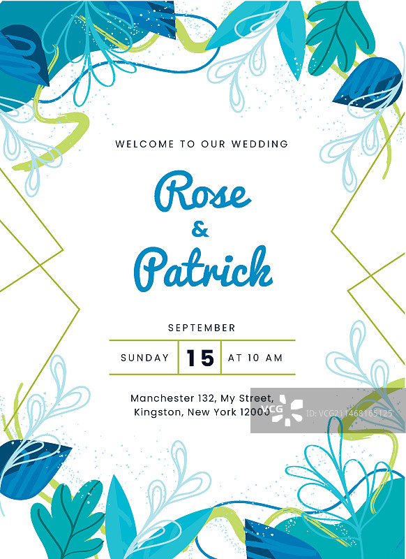 新婚夫妇婚礼请柬模板图片素材