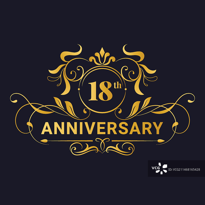 奢华18周年纪念标志图片素材