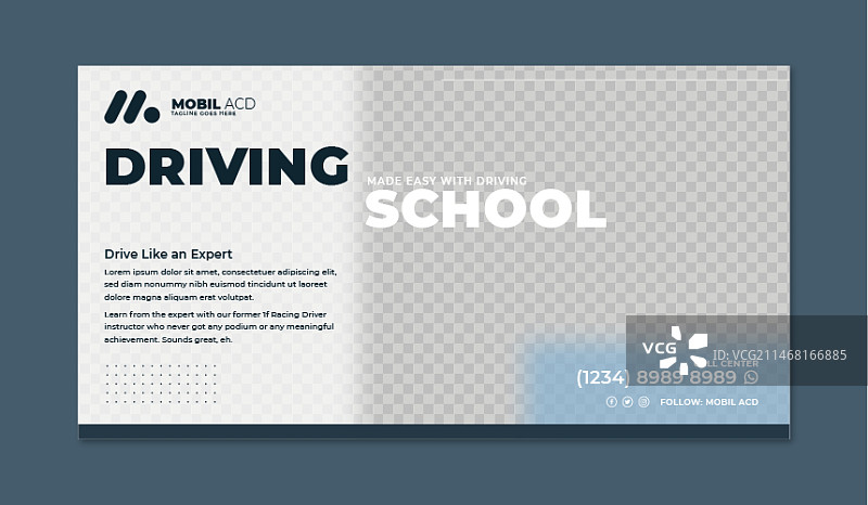 驾驶学校扁平风社交媒体帖子模板图片素材