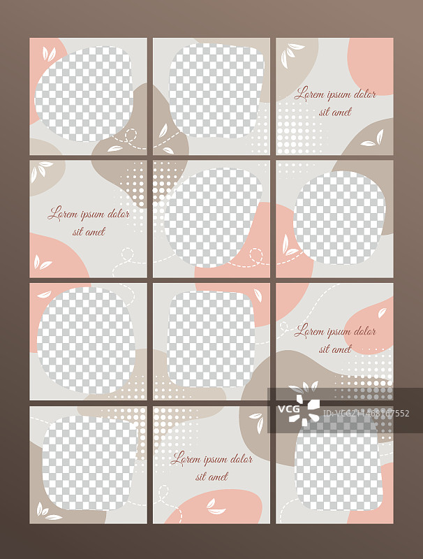 包含十二个模板的Instagram拼图图片素材