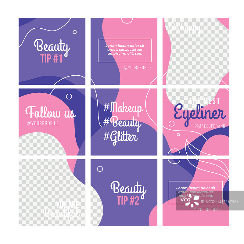 九宫格Instagram拼图模板图片素材