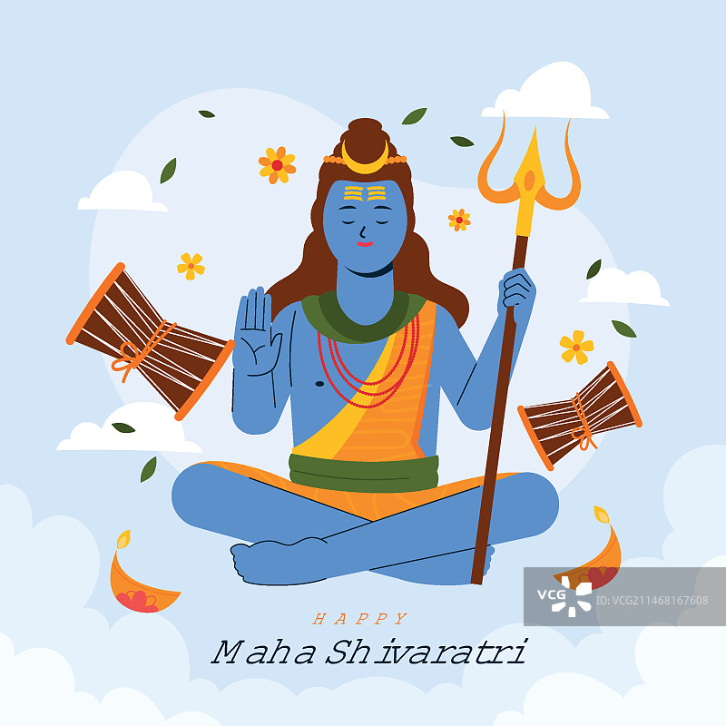 扁平风格湿婆神节插画图片素材