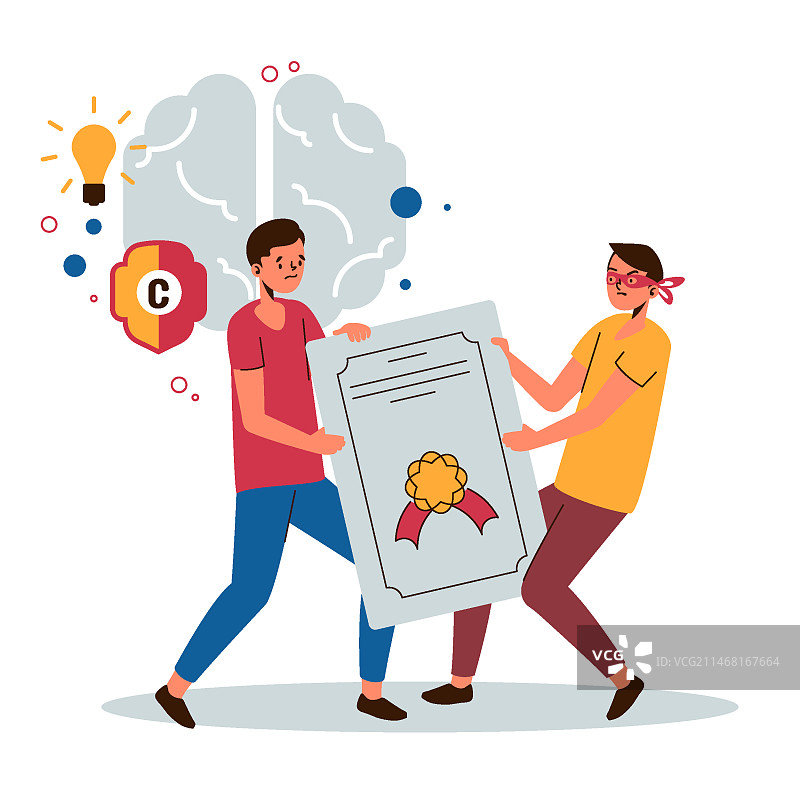 扁平风格的专利法概念证书图片素材