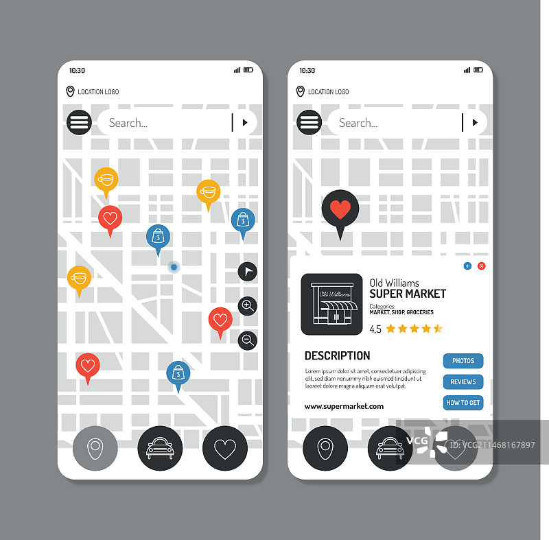 定位App模板界面合集图片素材