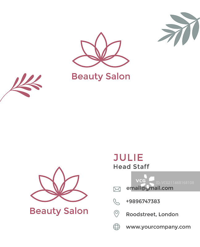 美容院双面横版名片图片素材