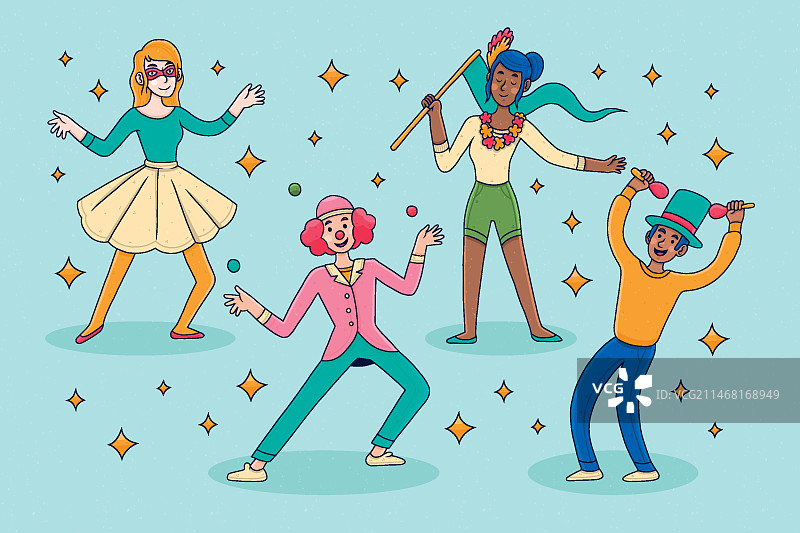 手绘狂欢节服装系列图片素材