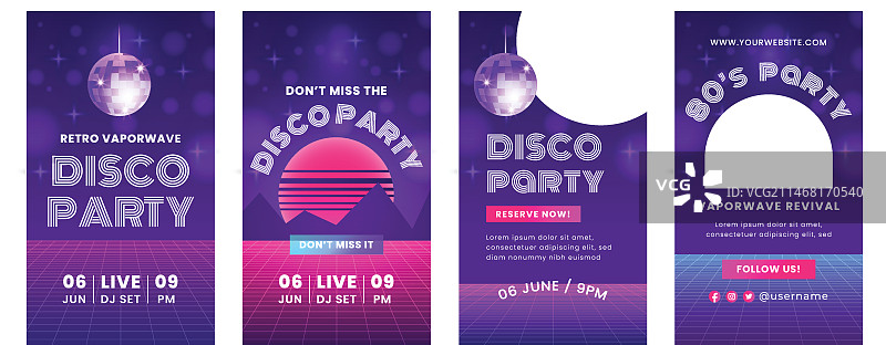 渐变复古蒸汽波迪斯科派对Instagram快拍合集图片素材