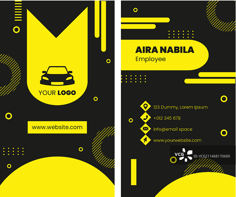 扁平风格驾校竖版名片模板图片素材