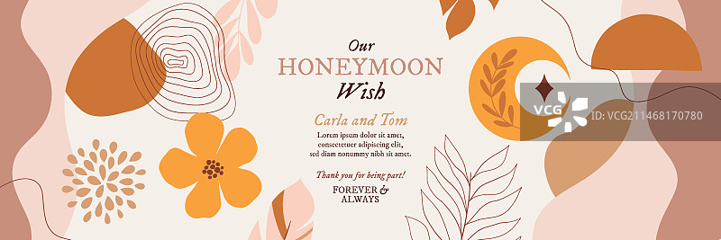 手绘波西米亚风蜜月Twitter横幅图片素材