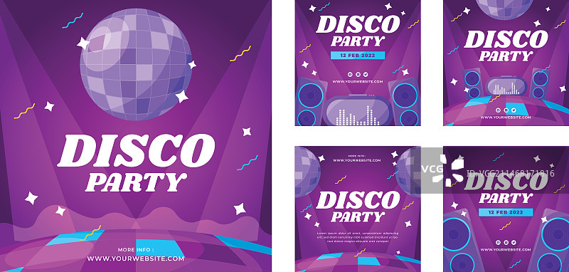 扁平风格复古迪斯科派对Instagram帖子图片素材