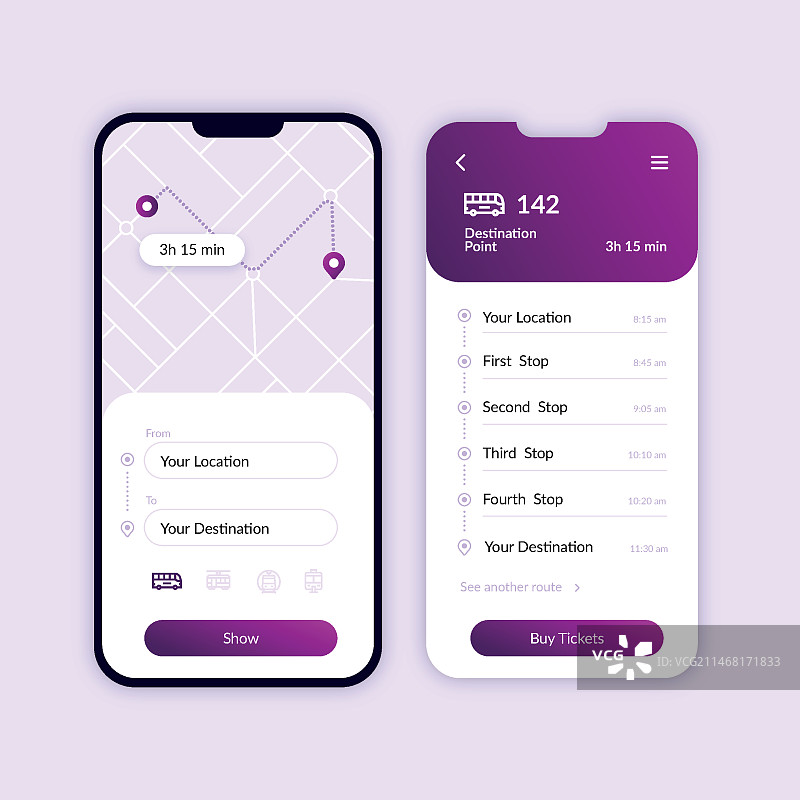 公共交通App屏幕合集图片素材