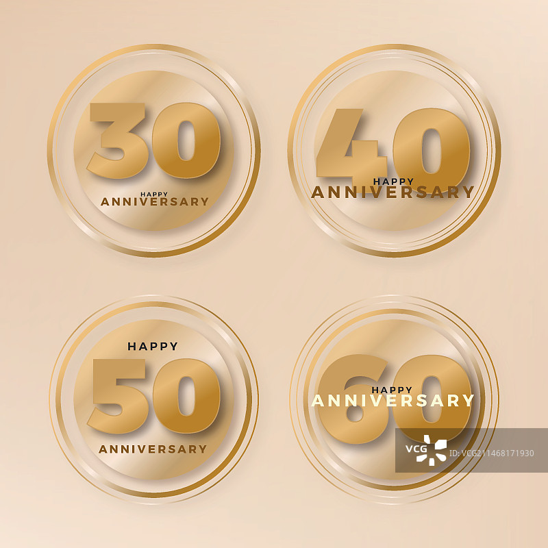 豪华周年纪念标签渐变合集图片素材