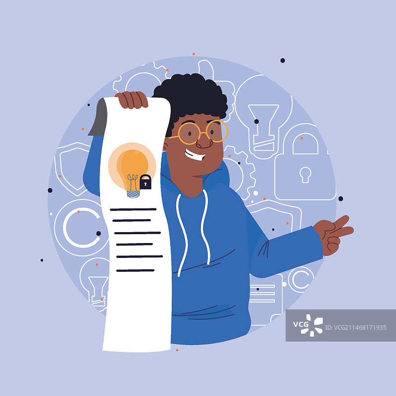 手持知识产权文件的男人图片素材