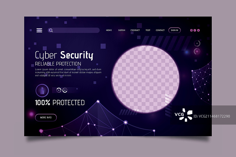 网络安全着陆页模板图片素材