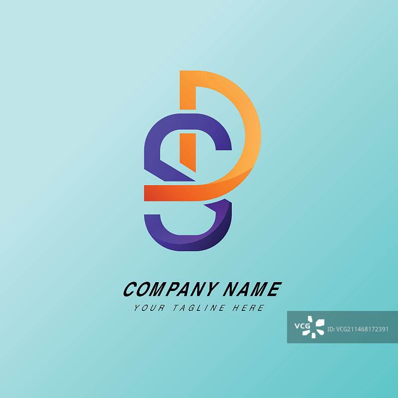渐变色sd和ds logo模板图片素材