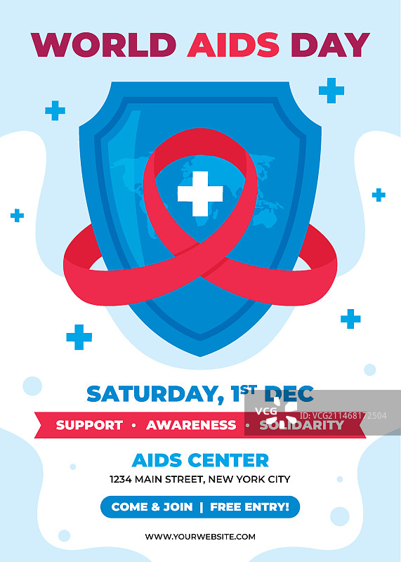 扁平风格世界艾滋病日竖版海报模板图片素材
