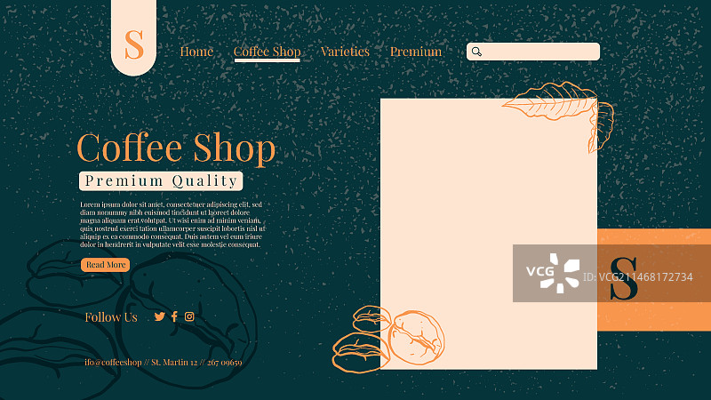 手绘咖啡店着陆页图片素材