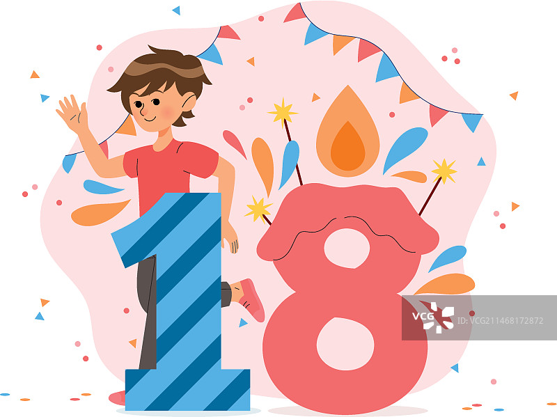 彩色快乐18岁生日背景图片素材