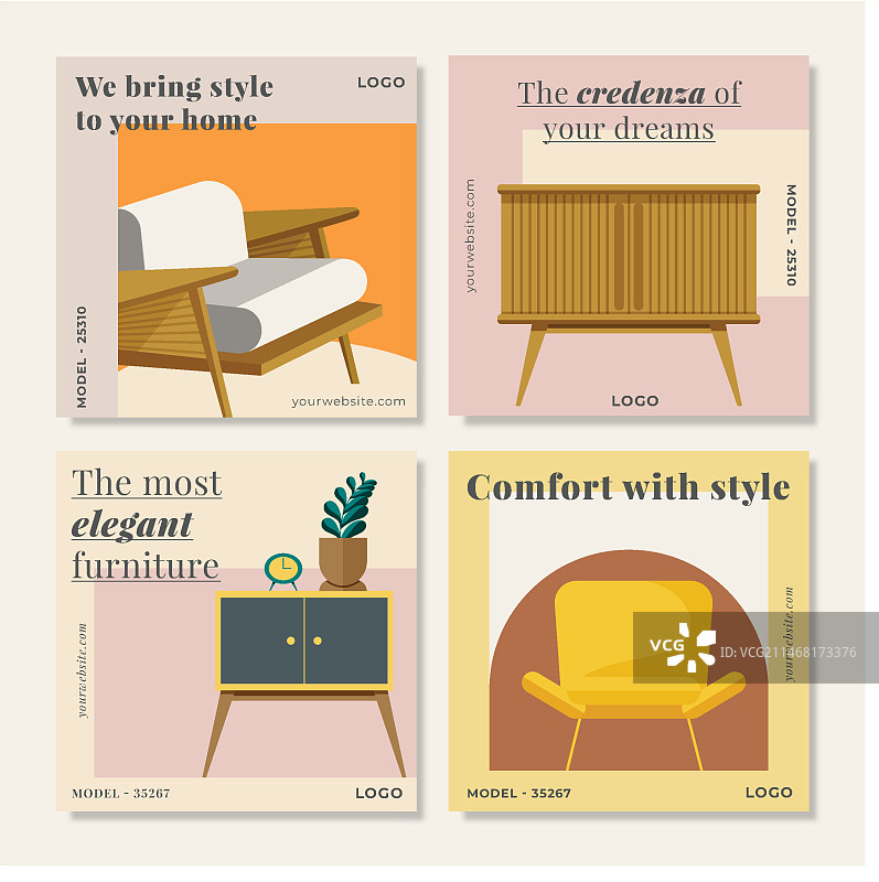 家具促销Instagram帖子合集图片素材