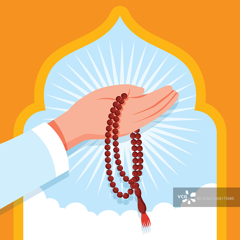 手绘扁平风泰斯比赫念珠插画图片素材