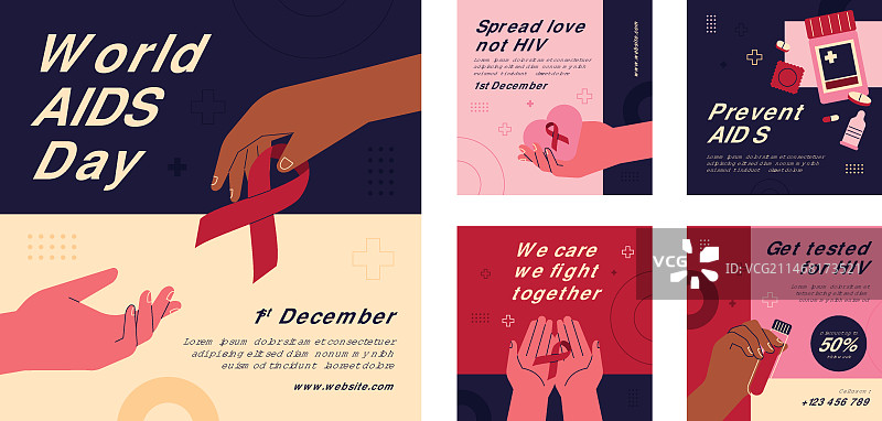 世界艾滋病日Instagram帖子合集图片素材
